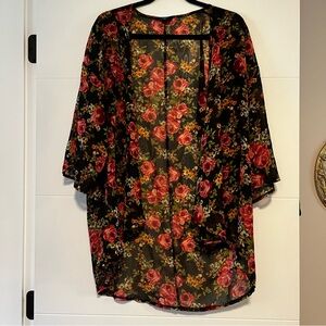 Iris | Rose Patterned Robe Cover Up